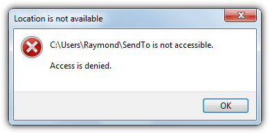 SendTo Start Menu Access Is Denied