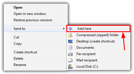 add shortcut with sendtosendto