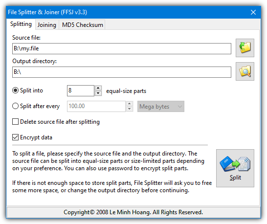 Fastest file splitter and joiner