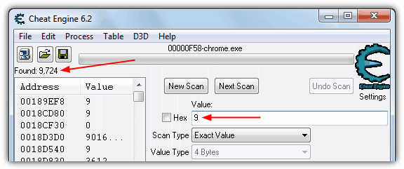 cheat engine scan