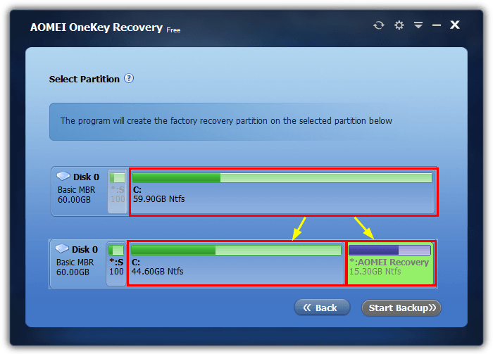 onekey partition split