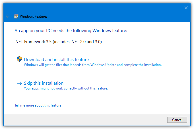 .Net framework auto install