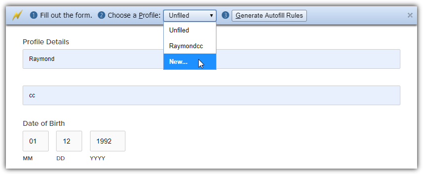 Autofill generate rules