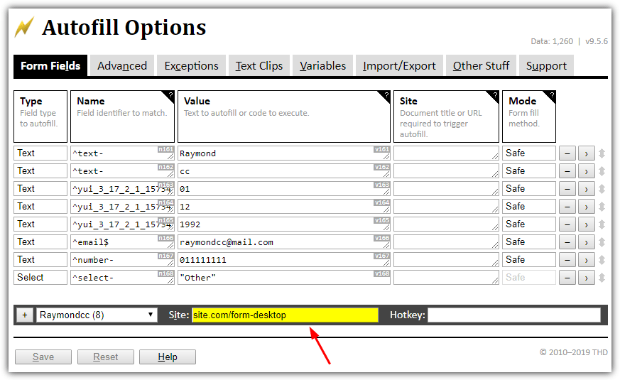 Autofill site trigger