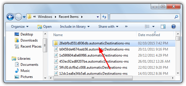 lock jump list with folder