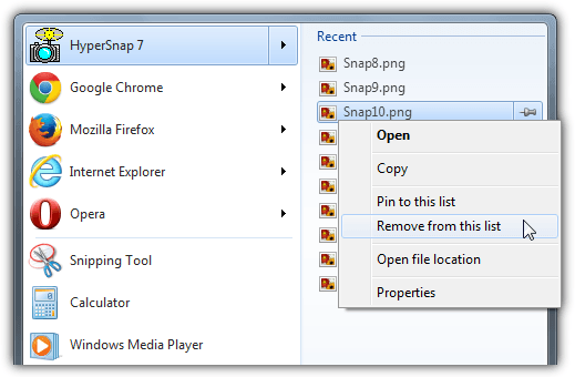 remove single jump list entry