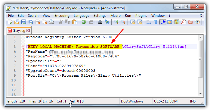 exported registry hive path