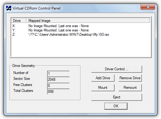 Microsoft Virtual CDRom Control Panel