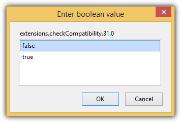 extensions checkcompatibility false