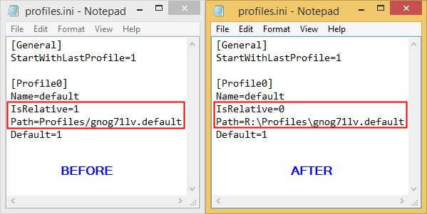 change firefox profiles