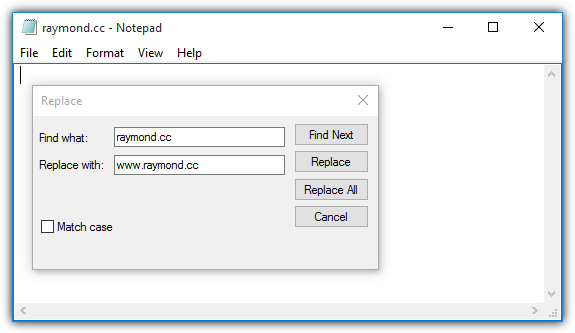 notepad search replace
