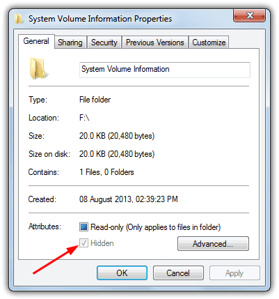 system volume information system attribute