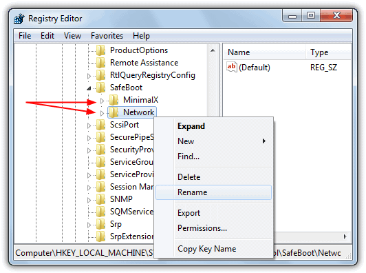 Renaming Minimal and Network in Windows 7