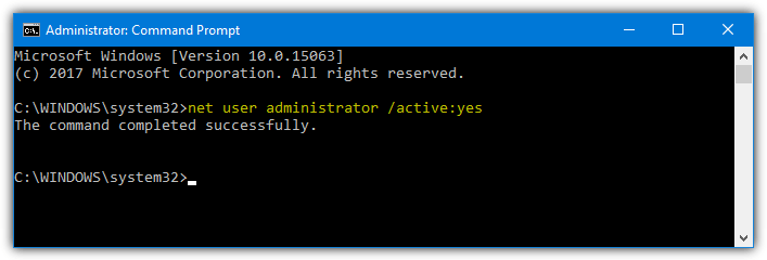 enable administrator with net user command