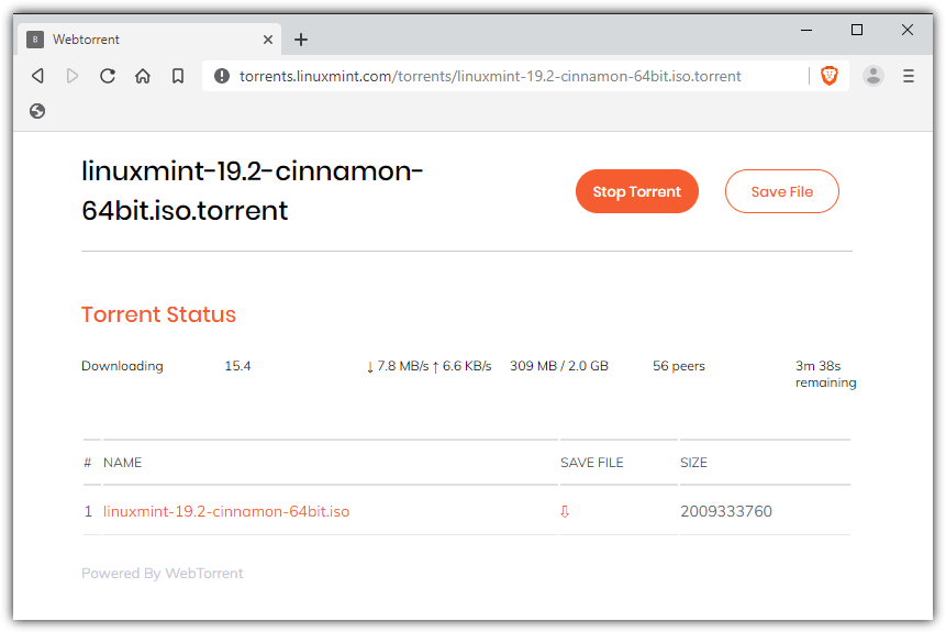 brave browser webtorrent