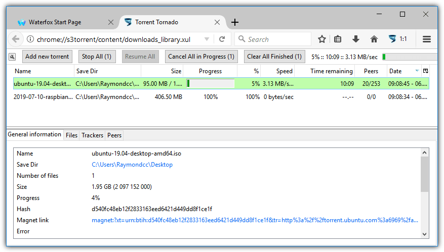 torrent tornado in waterfox