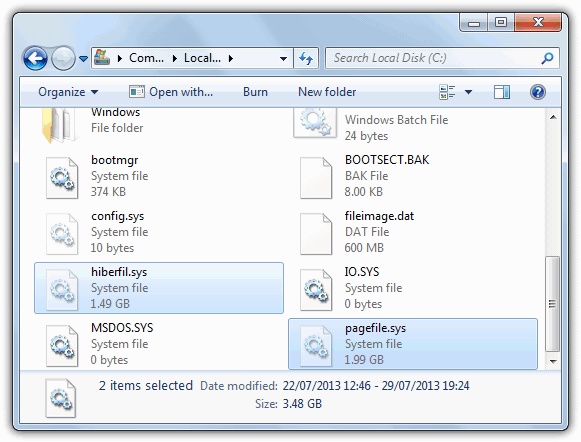 Delete hiberfil.sys