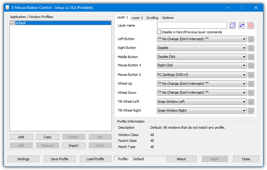 X-mouse button control
