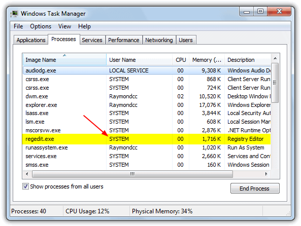 Regedit as System