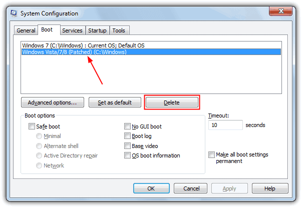 delete boot menu