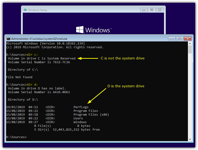 Find system drive letter