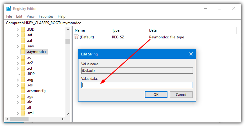 Regedit delete filetype data