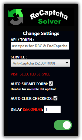 Recaptcha solver extension