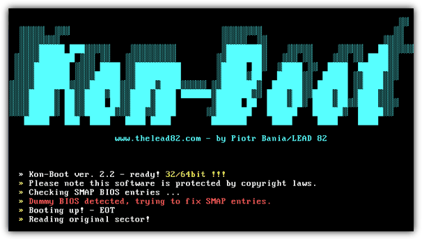 Kon-boot 2.2 starting up